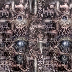 12 biomechanical tentacles Azatoth Cthulhu Mythos inspired eyes eyeballs cables wires brown demons aliens monsters body horror sci-fi science fiction cybernetics futuristic machines Halloween scary horrifying morbid macabre spooky eerie frightening disgus