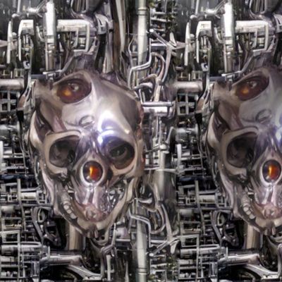 11 biomechanical silver skulls cables wires demons aliens monsters body horror sci-fi science fiction futuristic machines cybernetics Halloween scary horrifying morbid macabre spooky eerie frightening disgusting grotesque heavy metal death metal art surre