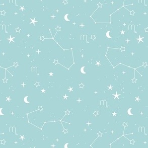 Zodiac signs series - scorpio child stars and moon celestial constellation night design on baby blue