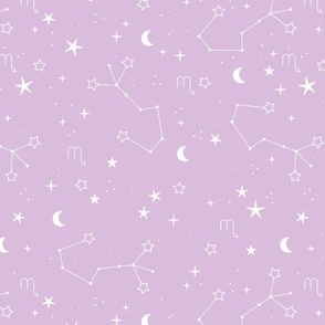 Zodiac signs series - scorpio child stars and moon celestial constellation night design lilac pink blush