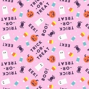 (small scale) Halloween Cute - Ghost Spider Candy Trick-or-treat - pink - LAD22