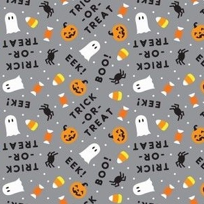 (small scale) Halloween Cute - Ghost Spider Candy Trick-or-treat - grey - LAD22