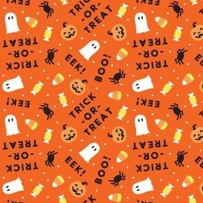 (small scale) Halloween Cute - Ghost Spider Candy Trick-or-treat - orange - LAD22