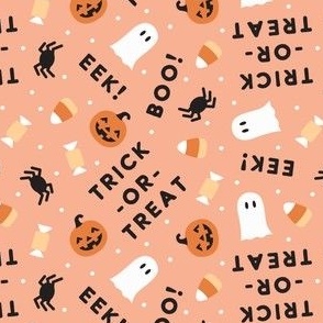 Halloween Cute - Ghost Spider Candy Trick-or-treat - Peach - LAD22