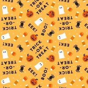 (small scale) Halloween Cute - Ghost Spider Candy Trick-or-treat - light orange - LAD22