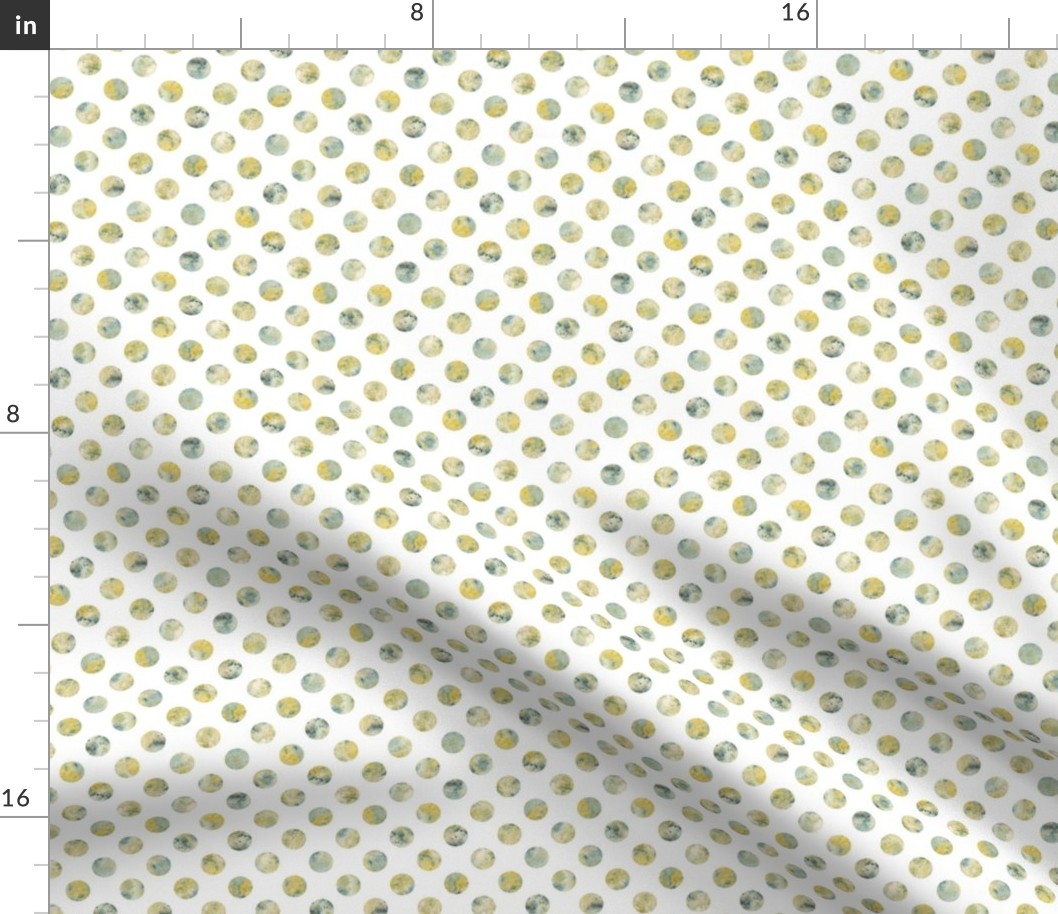 watercolor basil dots on white background