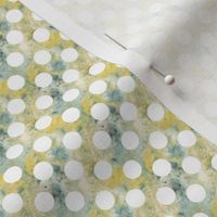 White polka dots on basil watercolor texture