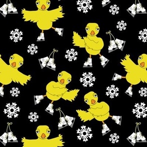 Ice Skating Chick Snowflakes  Petal Solid Color Coordinates Black