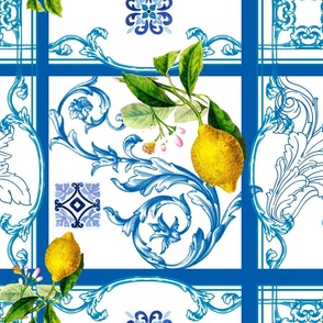 Italian,Sicilian art,lemons,majolica ,tiles,flowers pattern  2