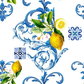 Italian,Sicilian art,lemons,majolica ,tiles,flowers pattern 4