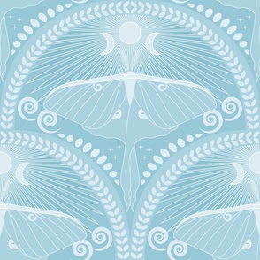 Celestial Luna Moth / Art Deco / Mystical Magical / Sky Blue / Large