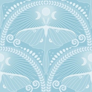 Celestial Luna Moth / Art Deco / Mystical Magical / Sky Blue / Medium