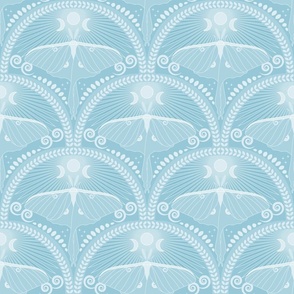 Celestial Luna Moth / Art Deco / Mystical Magical / Sky Blue / Medium