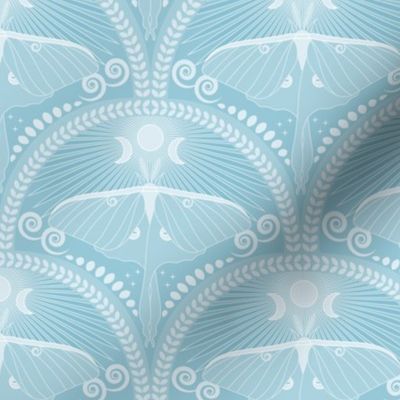 Celestial Luna Moth / Art Deco / Mystical Magical / Sky Blue / Small