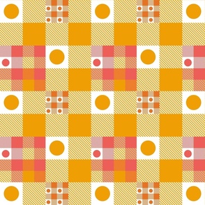 gingham in gingham - marigold, coral, and carrot