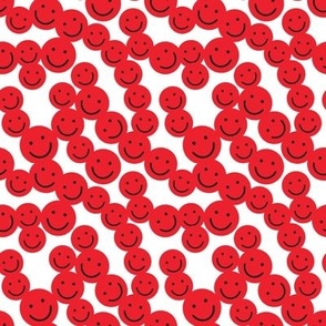 small smiley faces: red