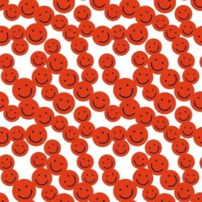 small smiley faces: red orange
