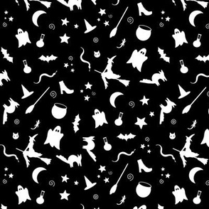 Spooky Halloween Shapes, White on Black by Brittanylane