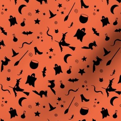 Spooky Halloween Shapes, Black on Orange by Brittanylane