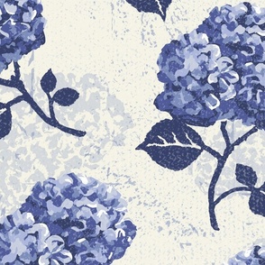 Hydrangeas - Indigo on Cream - Jumbo