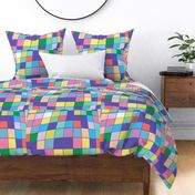 distorted multi colored checked squares 