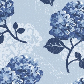 Hydrangeas - Navy on Sky - Jumbo