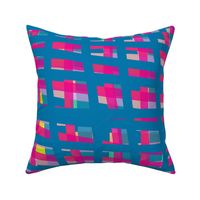 blue and pink offset plaid