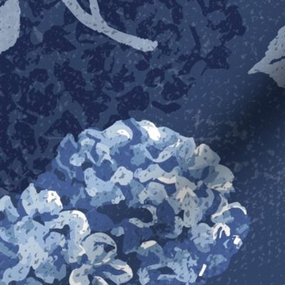 Hydrangeas - Monochromatic Navy - Large