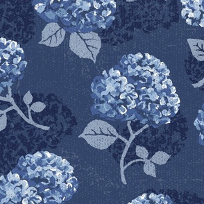 Hydrangeas - Monochromatic Navy - Large