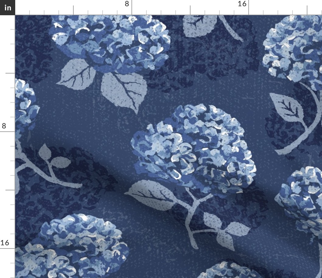 Hydrangeas - Monochromatic Navy - Large