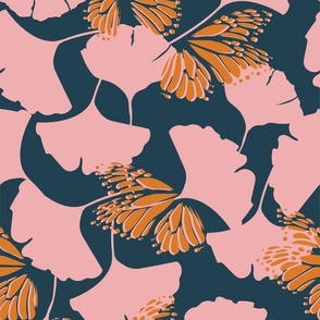 Gingko Butterfly_Teal Pink Large