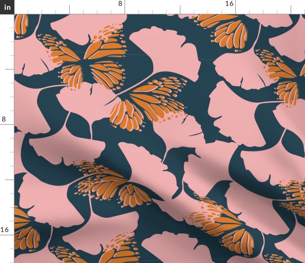 Gingko Butterfly_Teal Pink Large