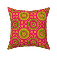 Kitcshy Floral Tile Pattern in Bright Pink Yellow Green
