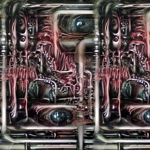 14 biomechanical brown red flesh eyes eyeballs teeth cables wires demons aliens monsters body horror sci-fi science fiction futuristic machines cybernetics gore gory grey Halloween scary horrifying morbid macabre spooky eerie frightening disgusting grotes