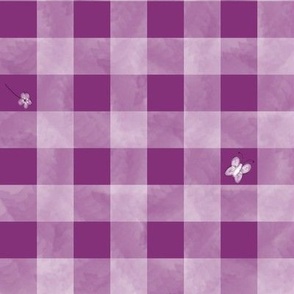 Tiny Butterfly Distressed Checks Purple plum