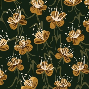 Lucid dreams - Yellow flower garden vector pattern// medium scale