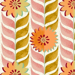 Floral Array (Gold, Pink, Tangerine, Medium)