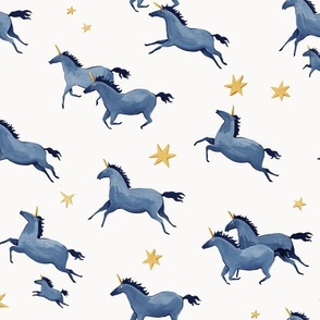 Blue unicorns and golden stars