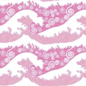 Pink mosaic waves white grout