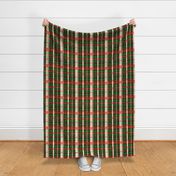 Colorful line/checkered pattern in green red black and ivory