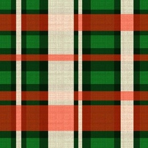 Colorful line/checkered pattern in green red black and ivory