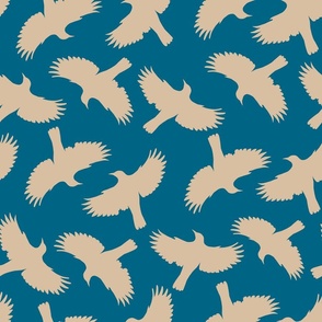 Flying bird - pale sand on peacock - medium