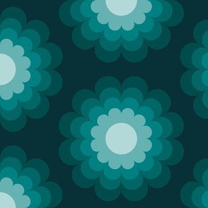 Large // flower bloom in monochromatic teal