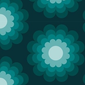 small // flower bloom in monochromatic teal