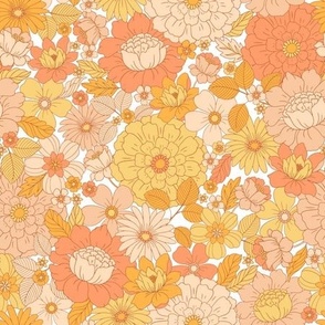 Retro flowers in orange tones