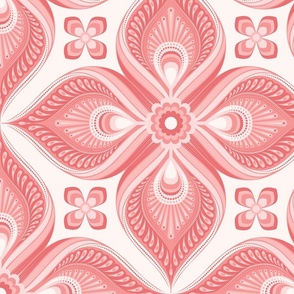 Large // floral damask in monochromatic peach 