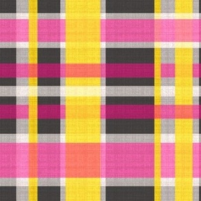 Colorful line/checkered pattern in grey, yellow and pink
