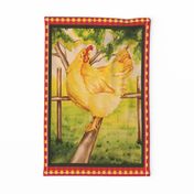 Cosmos the Rooster Watercolor Tea Towel-Barnyard Bunch  Collection  