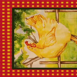 Cosmos the Rooster Watercolor Tea Towel-Barnyard Bunch  Collection  