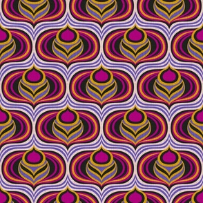 Discogee 70s Op Art Flower Ogee (Pink Purple Gold) - Small